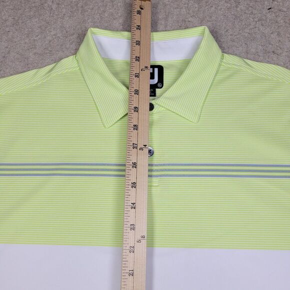 Pinehurst FootJoy Golf Polo Shirt Mens XL Yellow White Short Sleeve Performance - Picture 8 of 9